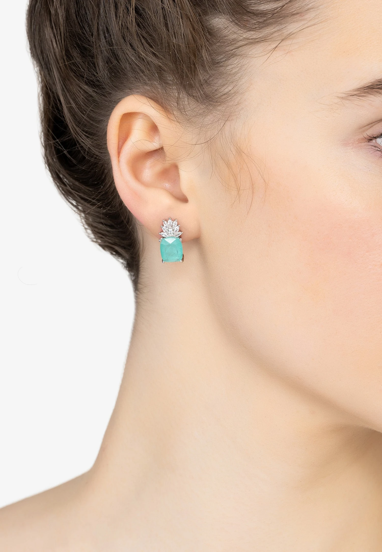 Latelita Pineapple Gemstone Earrings Paraiba Tourmaline Silver 4 Latelita Pineapple Gemstone Earrings Paraiba Tourmaline Silver - Image 2