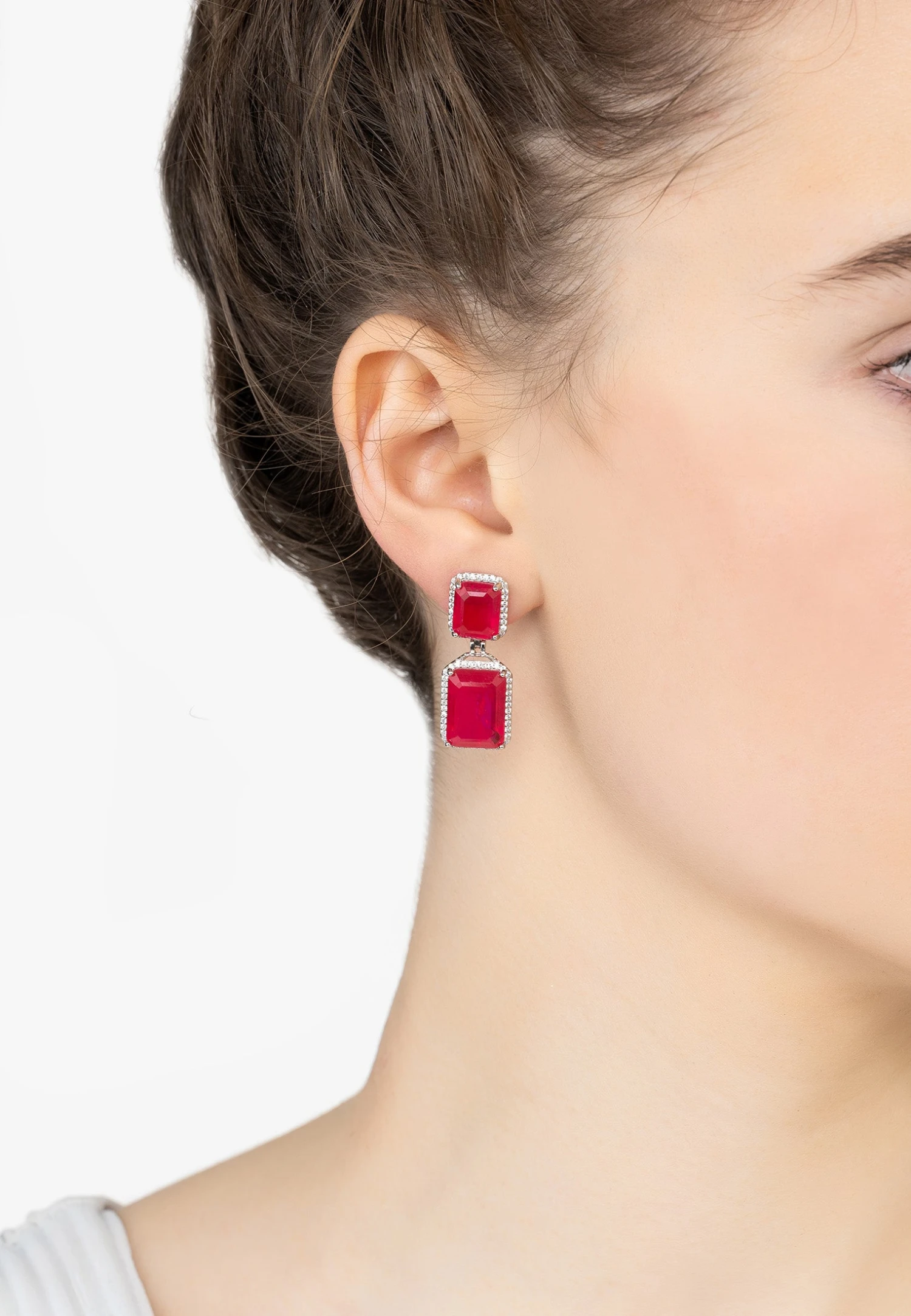 Latelita Serenade Rectangle Pink Tourmaline Drop Earrings Silver 4 Latelita Serenade Rectangle Pink Tourmaline Drop Earrings Silver - Image 2