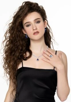 Latelita Serenade Rectangle Sapphire Drop Earrings Silver -Latelitla Store A020