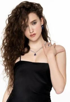 Latelita Serenade Rectangle Sapphire Drop Earrings Silver -Latelitla Store A021