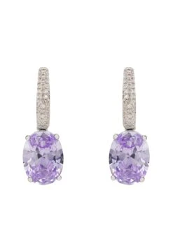 Latelita Alexandra Oval Drop Earrings Silver Lilac Amethyst
