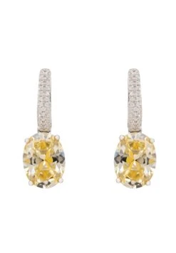 Latelita Alexandra Oval Drop Earrings Silver Yellow Topaz