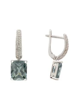 Latelita Alexandra Rectangle Drop Earrings Silver Peridot -Latelitla Store alexandra rectangle drop earrings silver peridot 489035