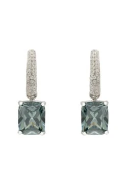 Latelita Alexandra Rectangle Drop Earrings Silver Peridot