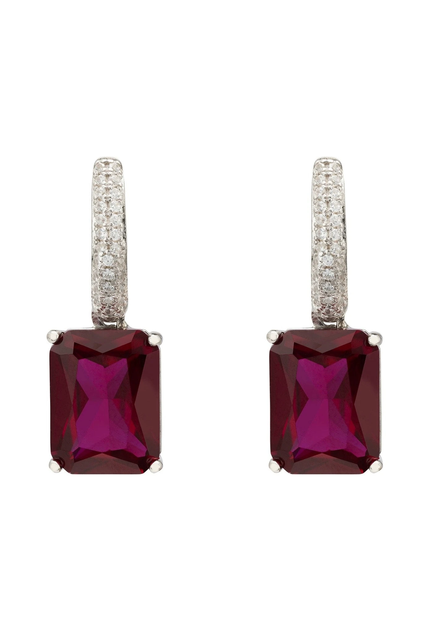 Latelita Alexandra Rectangle Drop Earrings Silver Ruby 3 Latelita Alexandra Rectangle Drop Earrings Silver Ruby