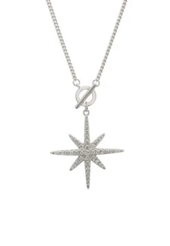 Latelita Altair Star Burst Lariat Necklace Silver