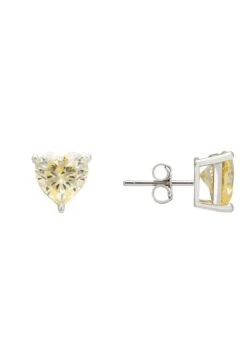 Latelita Amore Heart Stud Earrings Lemon Topaz Silver -Latelitla Store amore heart stud earrings lemon topaz silver 420761