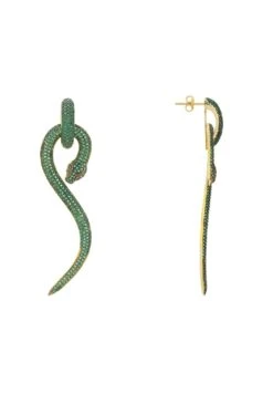 Latelita Anaconda Snake Drop Earrings Gold Emerald -Latelitla Store anaconda snake drop earrings gold emerald 913391