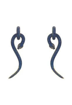 Latelita Anaconda Snake Drop Earrings Gold Sapphire