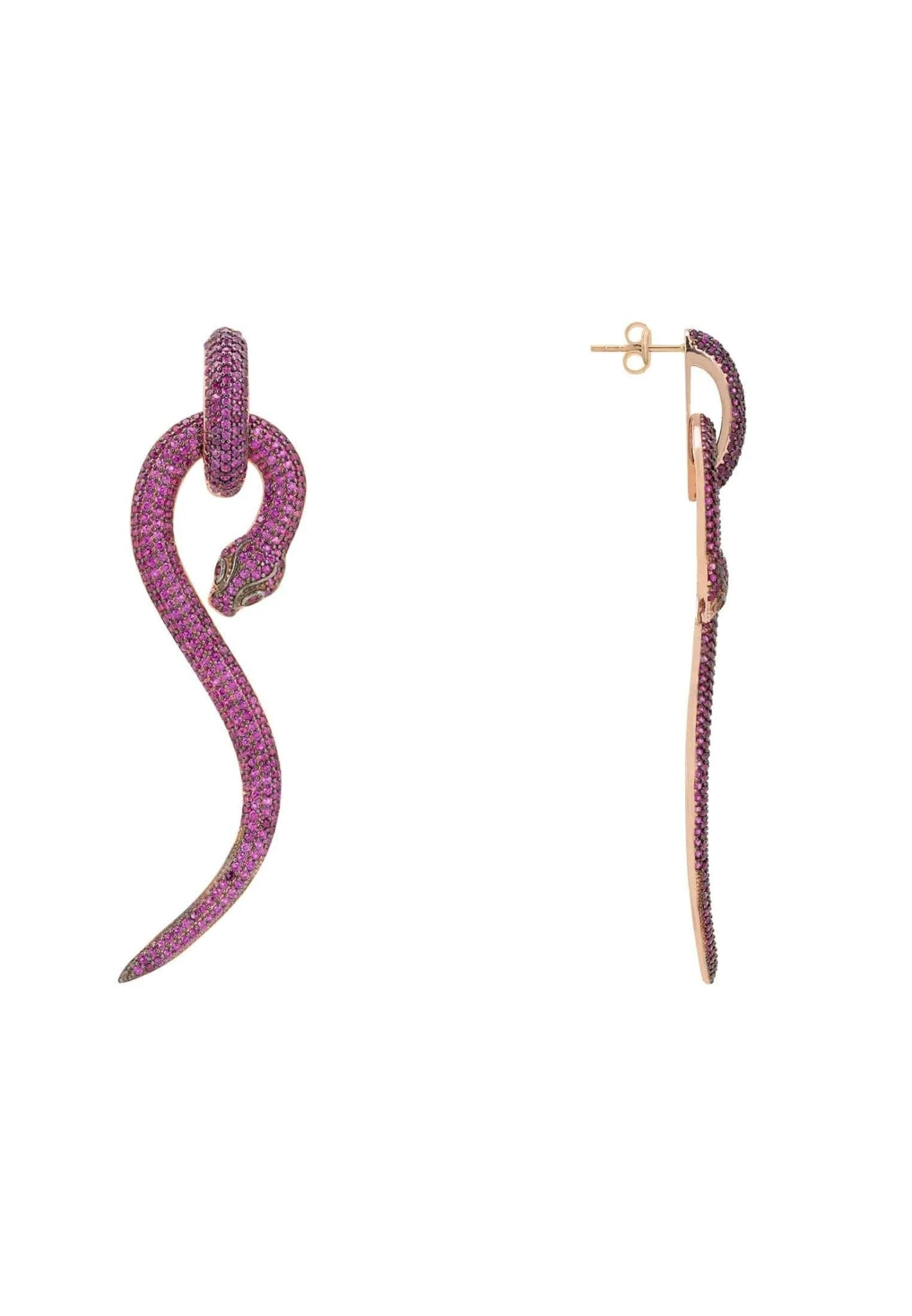 Latelita Anaconda Snake Drop Earrings Rosegold Ruby 5 Latelita Anaconda Snake Drop Earrings Rosegold Ruby - Image 3