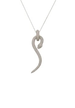 Latelita Anaconda Snake Pendant Necklace Silver White