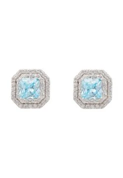 Latelita Anastasia Stud Earrings Silver Blue Topaz