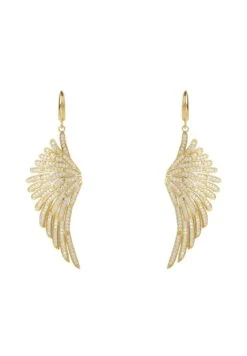 Latelita Angel Wing Drop Earrings Gold White