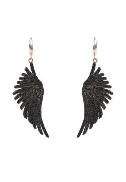 Latelita Angel Wing Drop Earrings Rosegold Black Cz