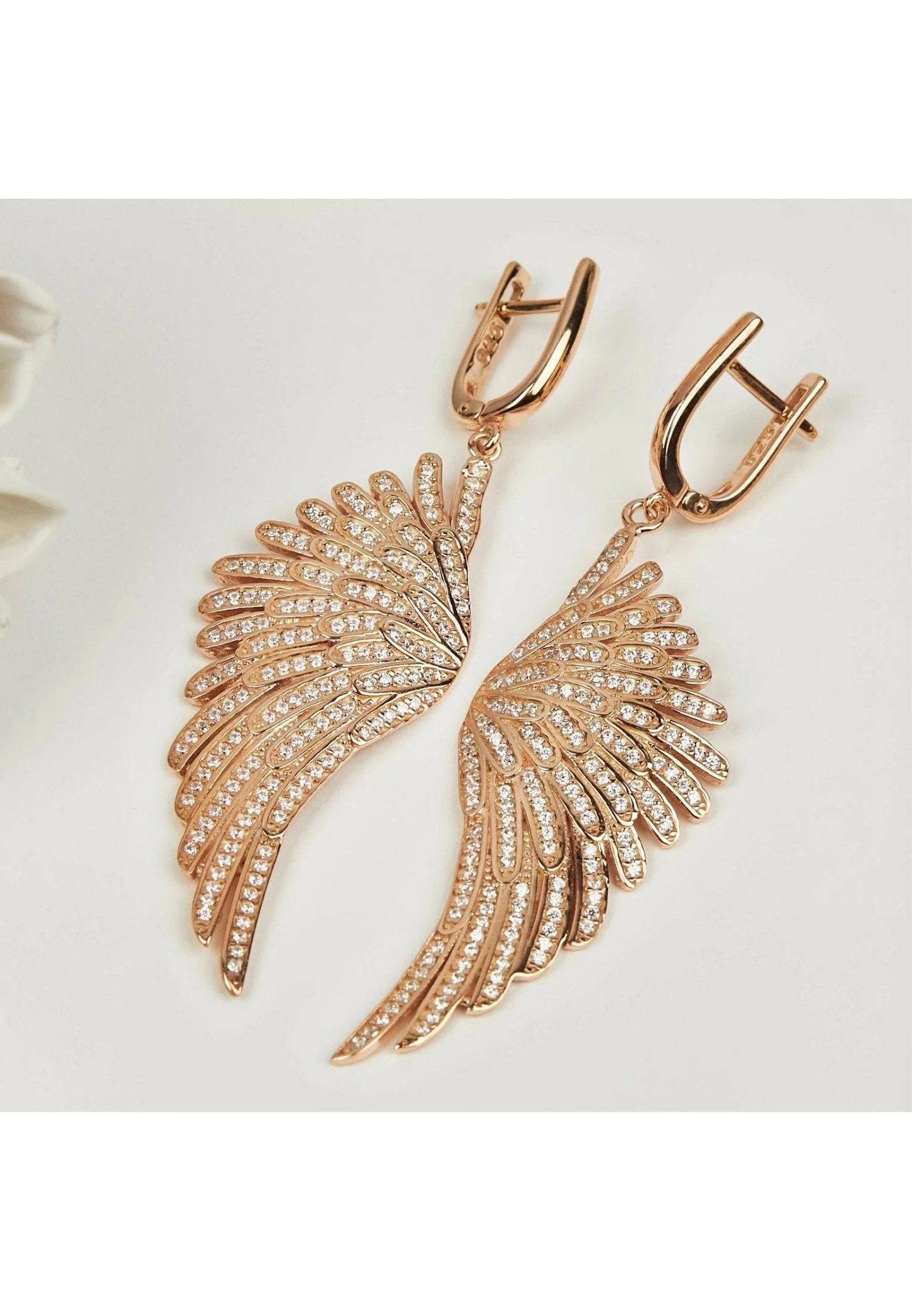 Latelita Angel Wing Drop Earrings Rosegold White 4 Latelita Angel Wing Drop Earrings Rosegold White - Image 2