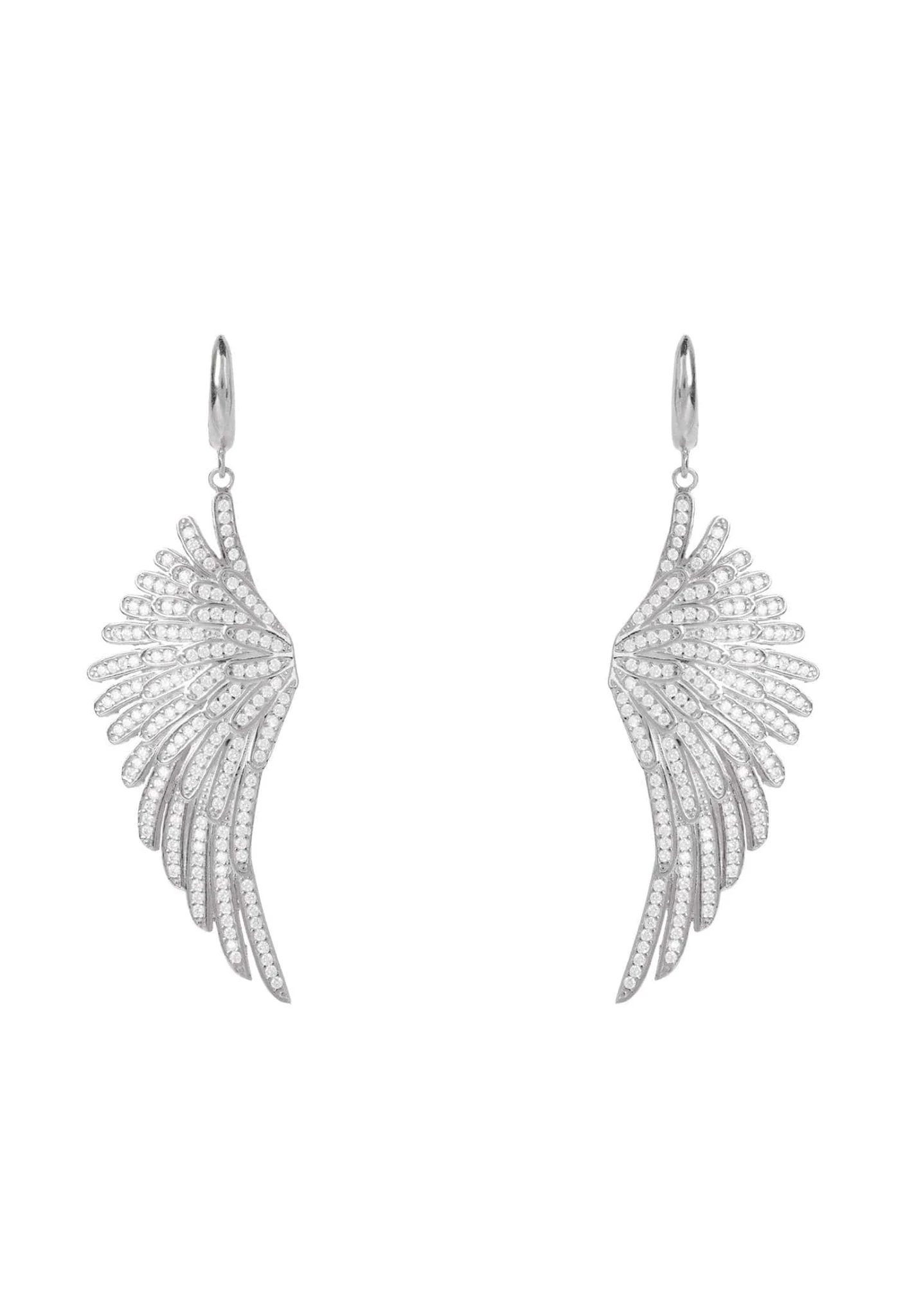 Latelita Angel Wing Drop Earrings Silver White 3 Latelita Angel Wing Drop Earrings Silver White