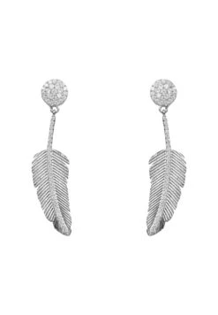 Latelita Angelic Feather Drop Earrings Silver