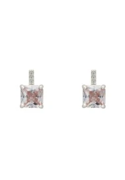 Latelita Aria Crystal Stud Earrings Clear Silver