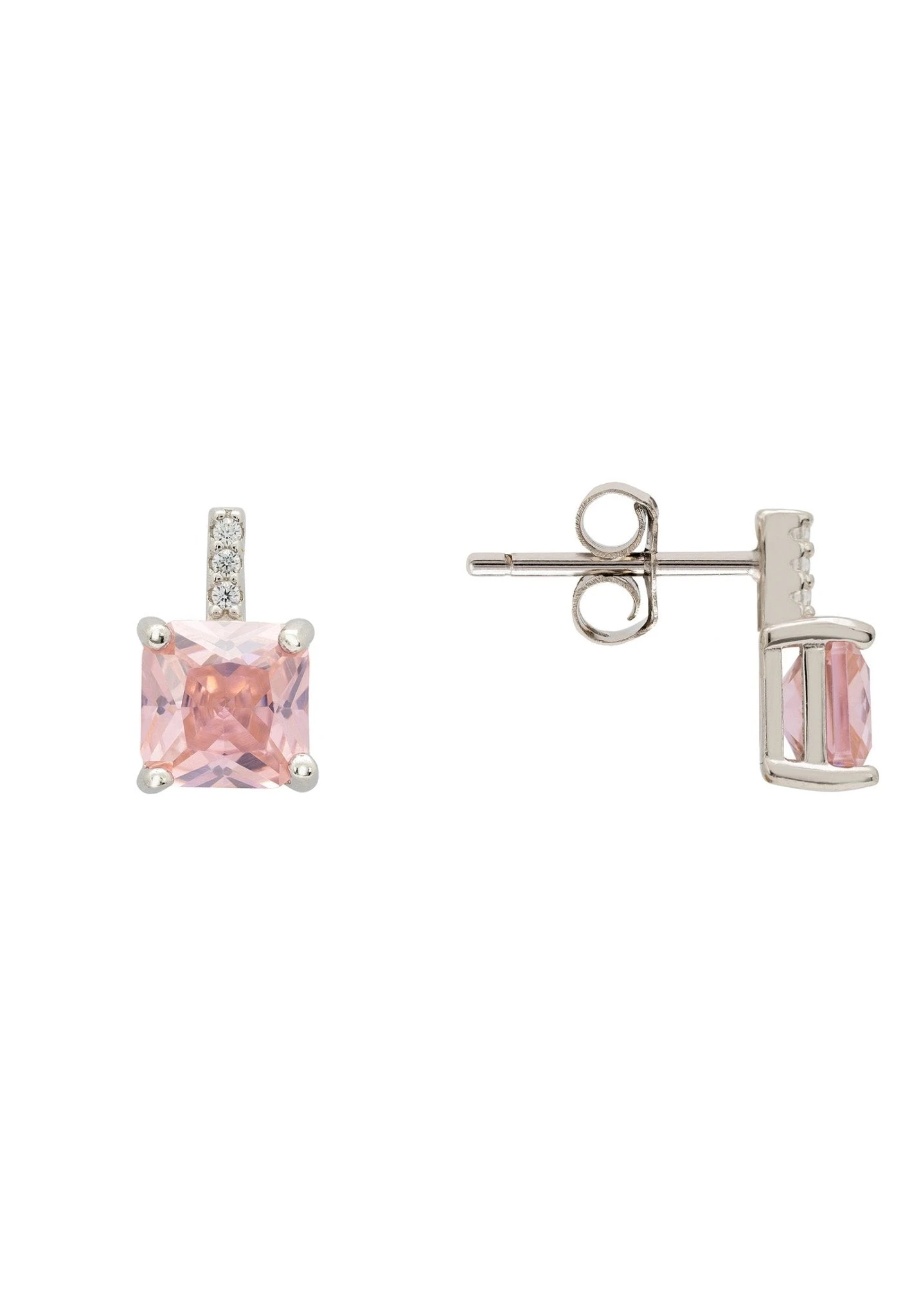 Latelita Aria Crystal Stud Earrings Morganite Pink Silver 5 Latelita Aria Crystal Stud Earrings Morganite Pink Silver - Image 3