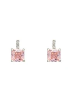 Latelita Aria Crystal Stud Earrings Morganite Pink Silver