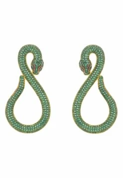 Latelita Asp Snake Drop Earrings Gold Emerald