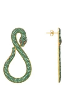 Latelita Asp Snake Drop Earrings Gold Emerald -Latelitla Store asp snake drop earrings gold emerald 291328
