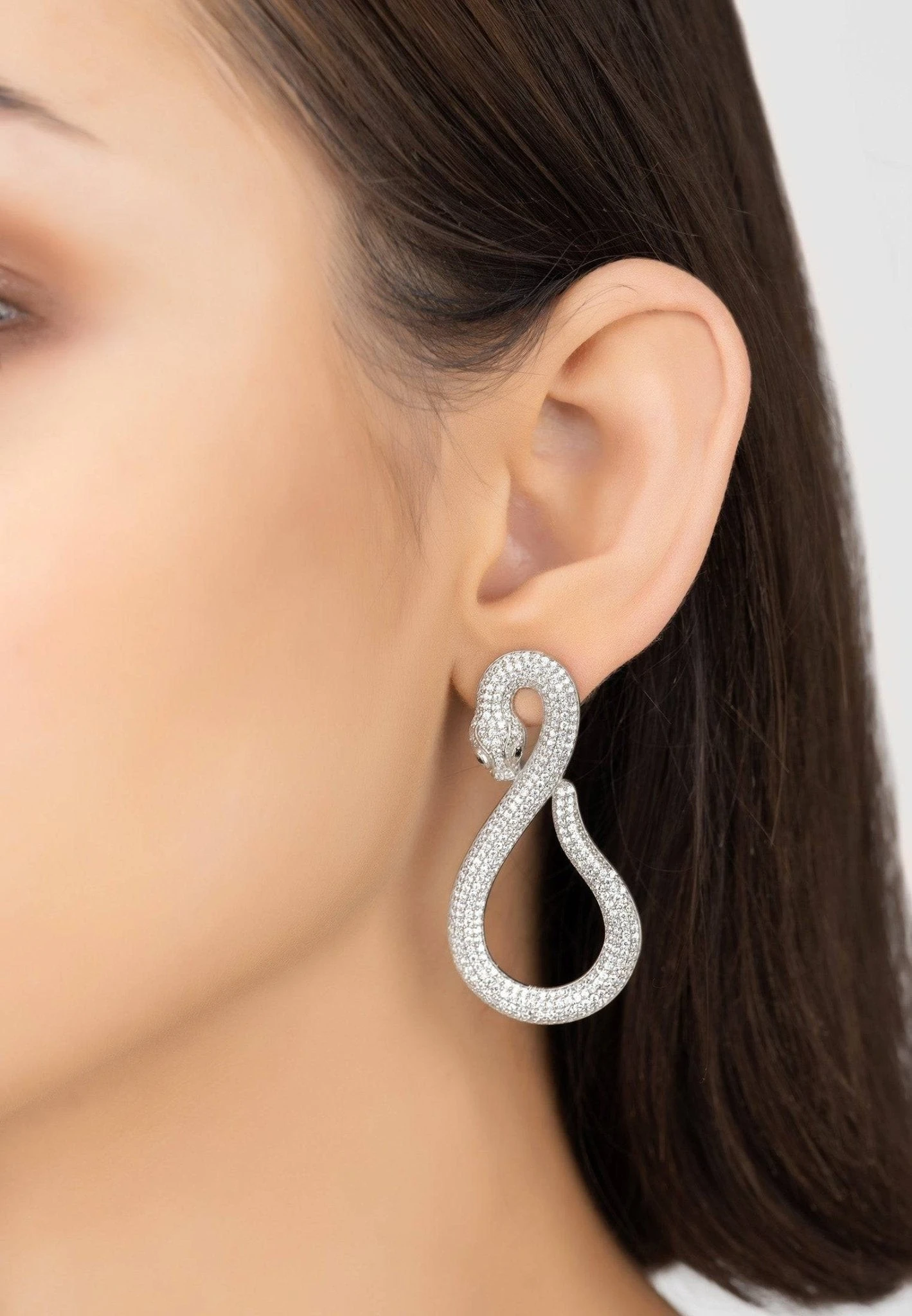 Latelita Asp Snake Drop Earrings Silver White 4 Latelita Asp Snake Drop Earrings Silver White - Image 2