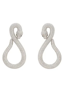 Latelita Asp Snake Drop Earrings Silver White