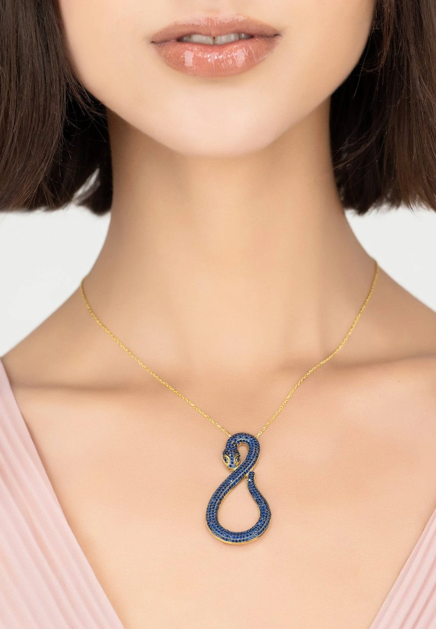 Latelita Asp Snake Pendant Necklace Gold Sapphire 4 Latelita Asp Snake Pendant Necklace Gold Sapphire - Image 2