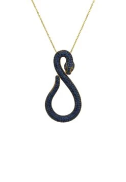 Latelita Asp Snake Pendant Necklace Gold Sapphire
