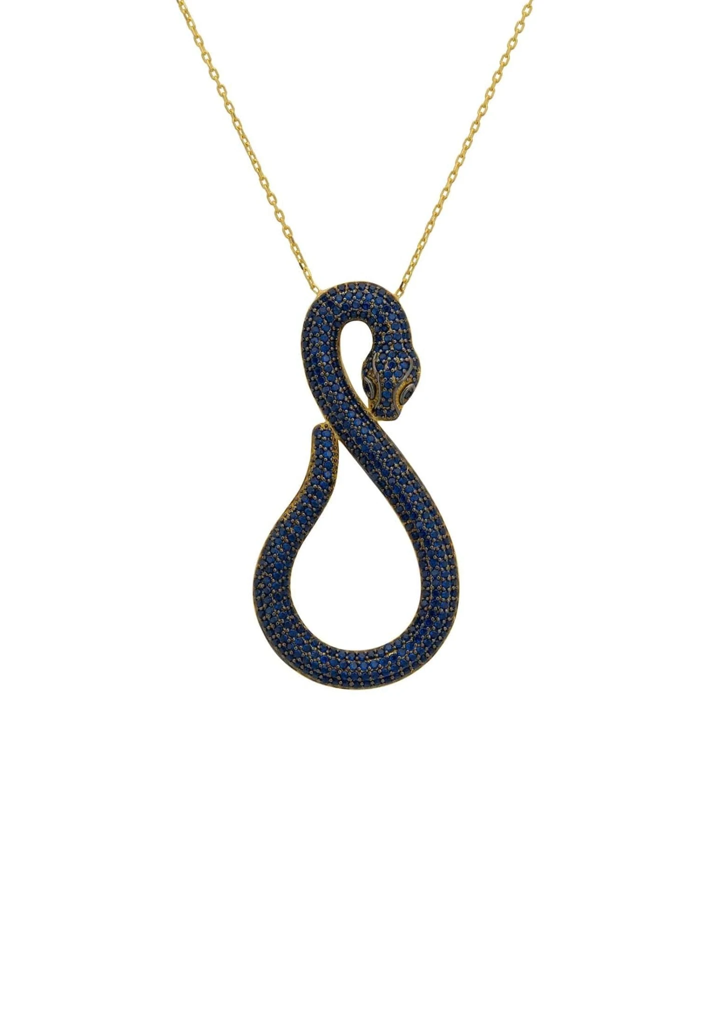 Latelita Asp Snake Pendant Necklace Gold Sapphire 3 Latelita Asp Snake Pendant Necklace Gold Sapphire
