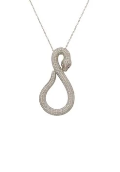 Latelita Asp Snake Pendant Necklace Silver White