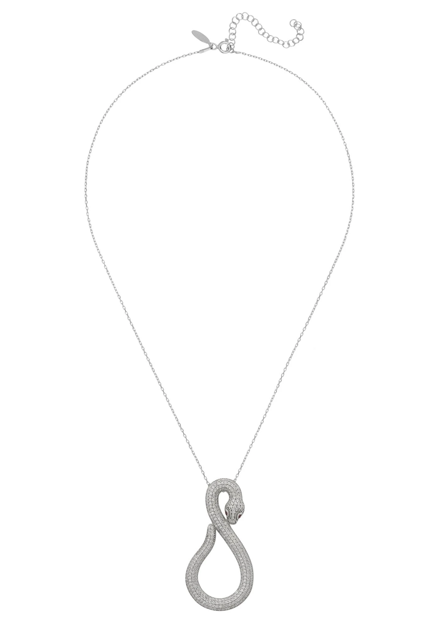 Latelita Asp Snake Pendant Necklace Silver White 5 Latelita Asp Snake Pendant Necklace Silver White - Image 3