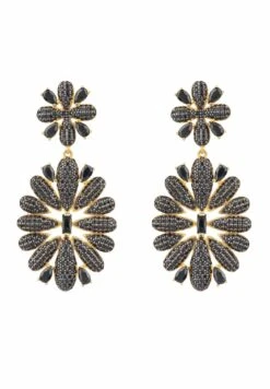 Latelita Babylon Flower Drop Earrings Gold Black