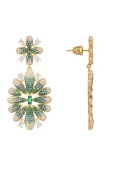 Latelita Babylon Flower Drop Earrings Gold Green -Latelitla Store babylon flower drop earrings gold green 275564