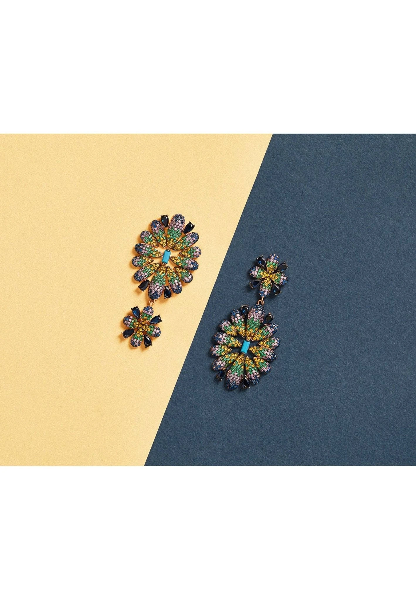 Latelita Babylon Multicoloured Flower Drop Earrings Rosegold 6 Latelita Babylon Multicoloured Flower Drop Earrings Rosegold - Image 4