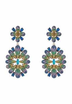 Latelita Babylon Multicoloured Flower Drop Earrings Rosegold