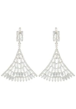 Latelita Baguette Fan Tail Earrings Silver