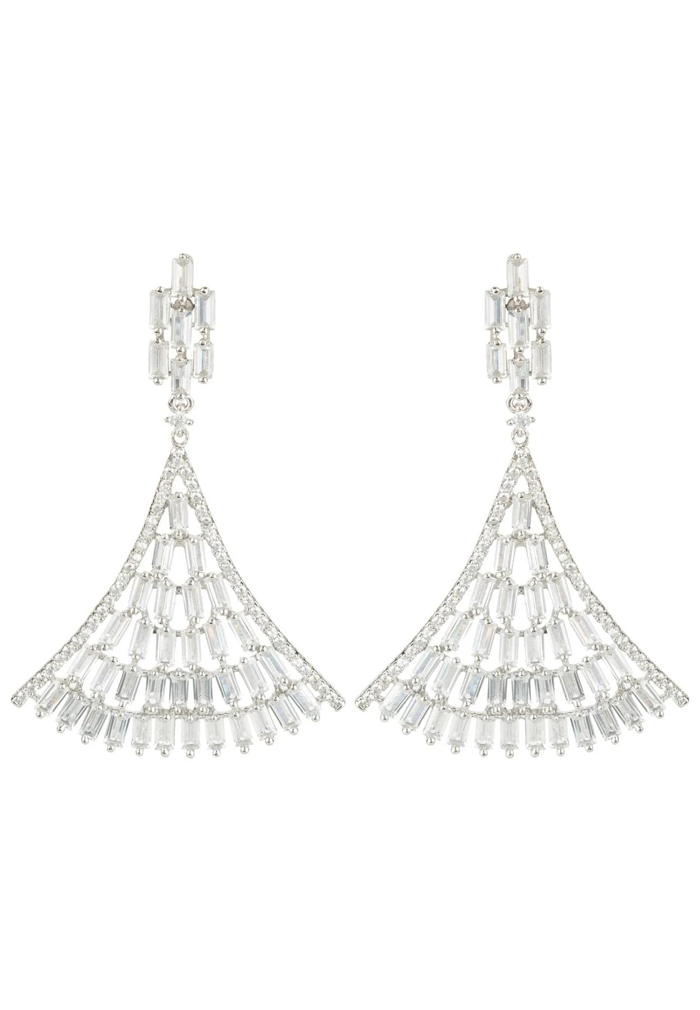 Latelita Baguette Fan Tail Earrings Silver 3 Latelita Baguette Fan Tail Earrings Silver
