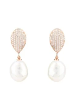 Latelita Baroque Pearl Classic Drop Earrings Rosegold