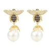 Latelita Baroque Pearl Honey Bee Drop Earrings Gold -Latelitla Store baroque pearl honey bee drop earrings gold 454832