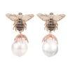 Latelita Baroque Pearl Honey Bee Drop Earrings Rosegold -Latelitla Store baroque pearl honey bee drop earrings rosegold 809247
