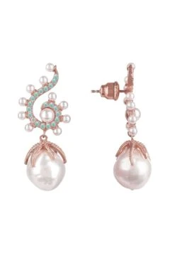 Latelita Baroque Pearl Poseidon Gemstone Drop Earrings Aqua Rosegold -Latelitla Store baroque pearl poseidon gemstone drop earrings aqua rosegold 686953