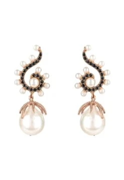Latelita Baroque Pearl Poseidon Gemstone Drop Earrings Black Rosegold