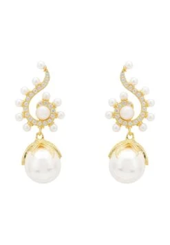 Latelita Baroque Pearl Poseidon Gemstone Drop Earrings White Gold