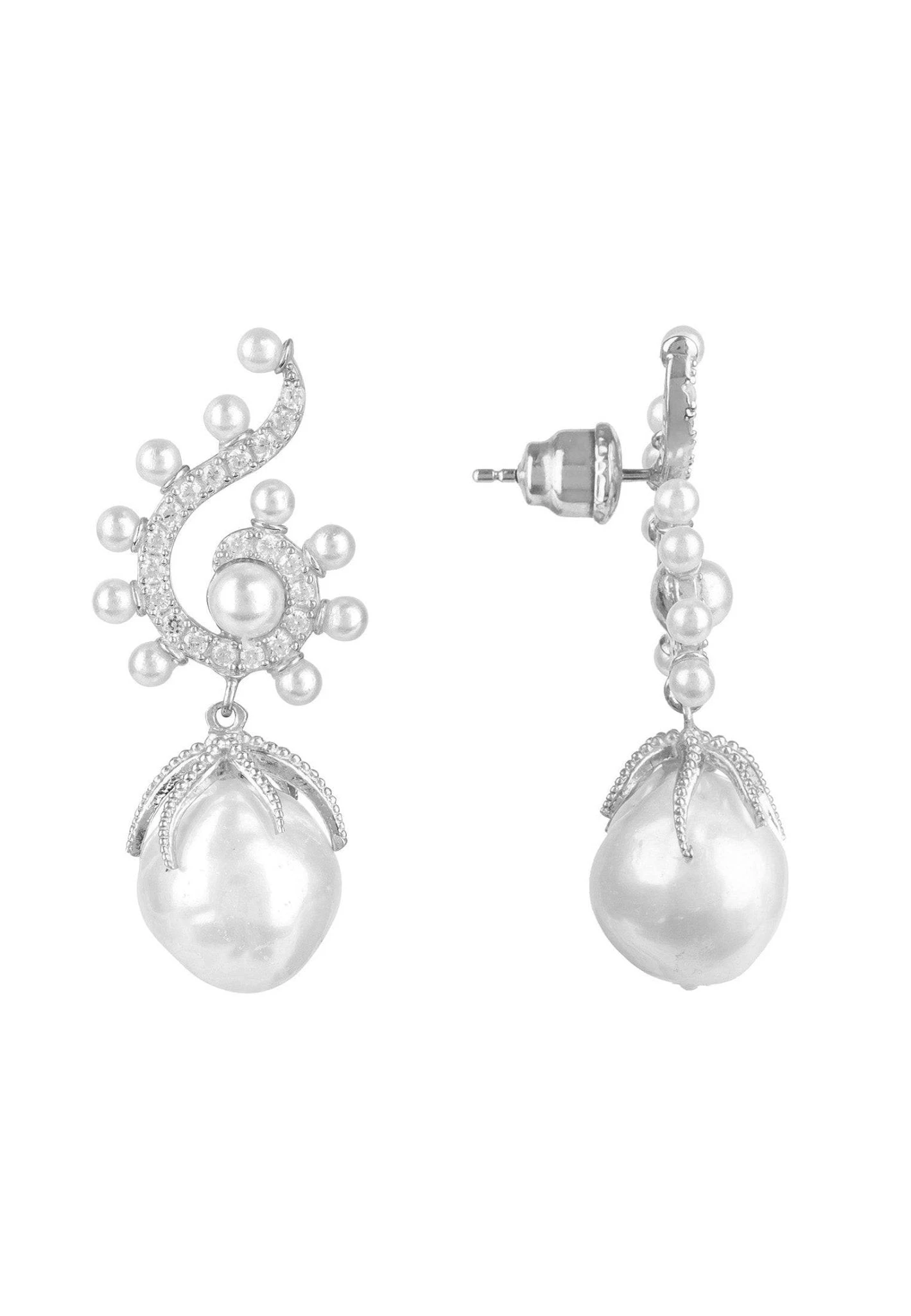 Latelita Baroque Pearl Poseidon Gemstone Drop Earrings White Silver 5 Latelita Baroque Pearl Poseidon Gemstone Drop Earrings White Silver - Image 3