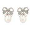 Latelita Baroque Pearl Ribbon And Bows Drop Earrings Silver -Latelitla Store baroque pearl ribbon and bows drop earrings silver 247236