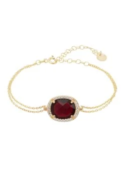 Latelita Beatrice Oval Gemstone Bracelet Gold Garnet