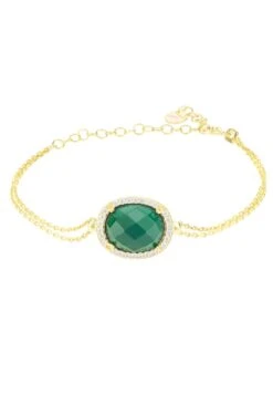 Latelita Beatrice Oval Gemstone Bracelet Gold Green Onyx