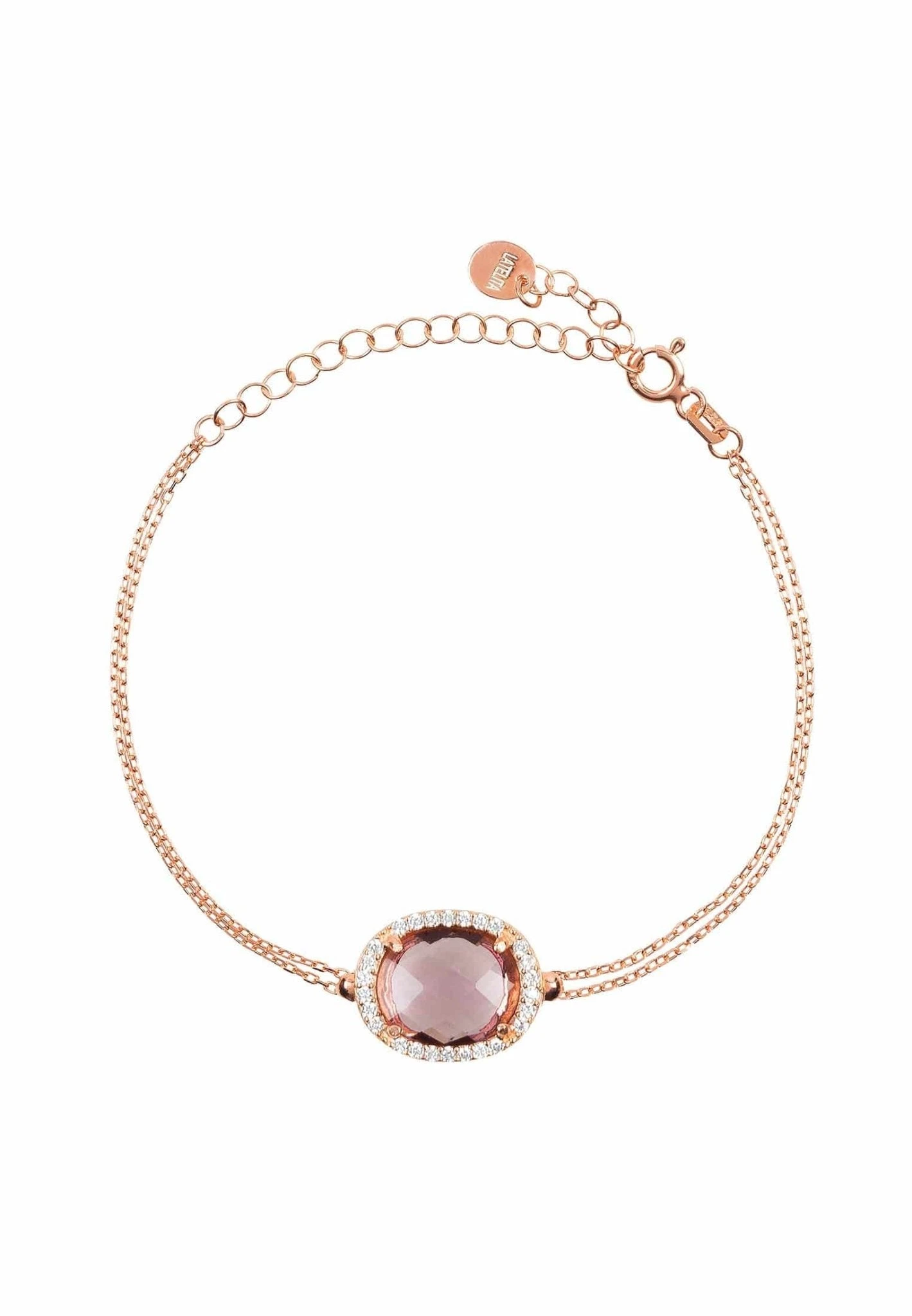 Latelita Beatrice Oval Gemstone Bracelet Rose Gold Amethyst Hydro 3 Latelita Beatrice Oval Gemstone Bracelet Rose Gold Amethyst Hydro